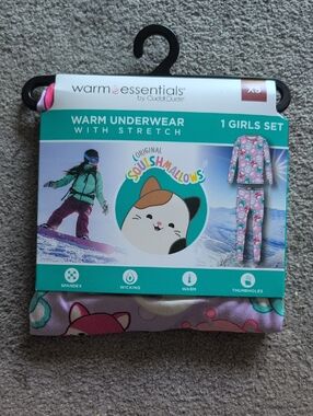 Warm Essentials Cuddl Duds Girls XS PinK/Teal Squishmallow Set NEW IN PKG